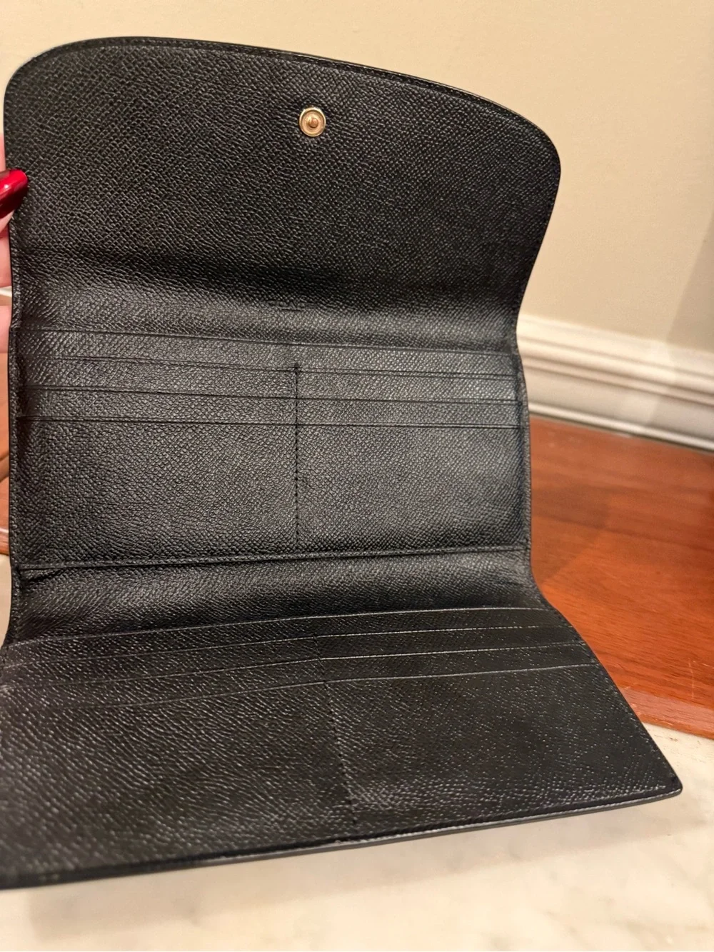 Coach Black Pebbled Leather Wallet with Gold Logo - Like New